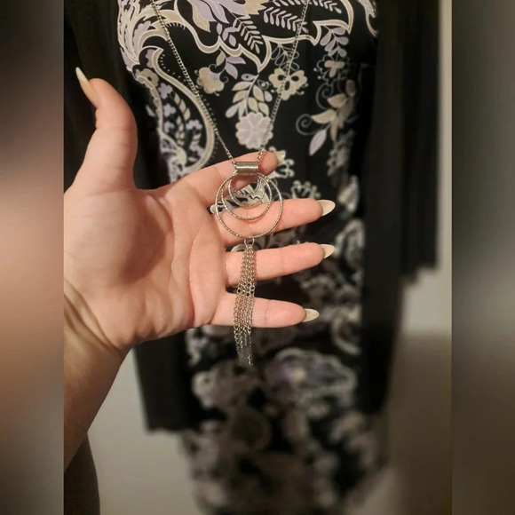 Tiffany & Grey Dress/Jacket 1 Piece Combo Black/White Large W/ Necklace Attached - Picture 3 of 7